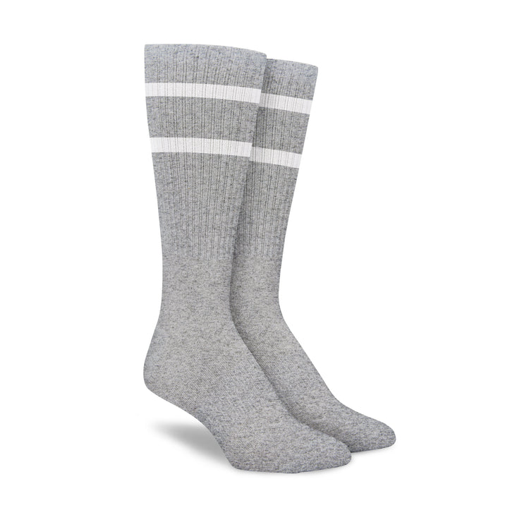 Grey White Stripe Crew - 3 Pack