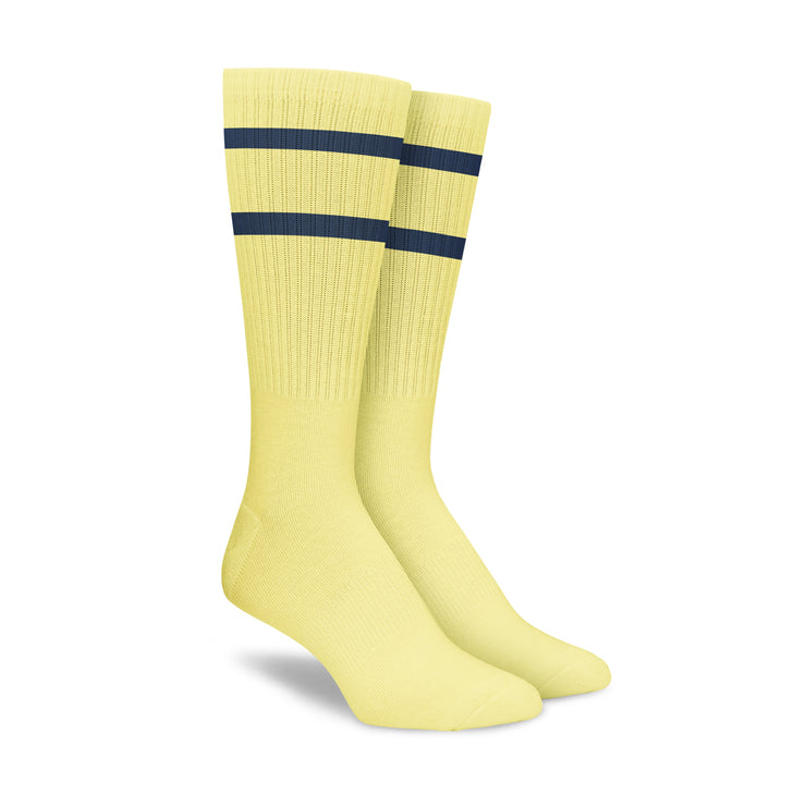 Yellow Navy Stripe Crew - 3 Pack