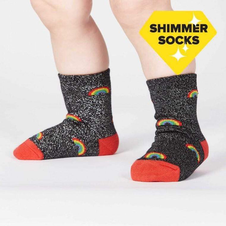 Glitter Over the Rainbow Toddler Crew Socks